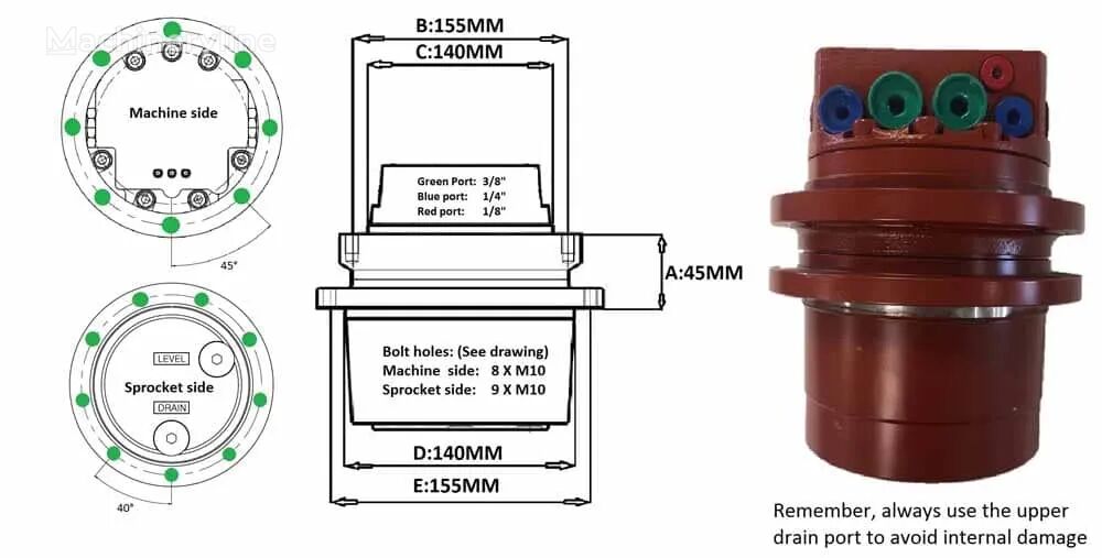 Azionamento finale Transmisie Finală pentru per macchine edili Kubota KX41-3 - Machineryline