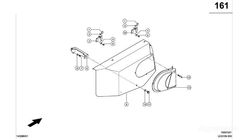 (Kanał wciągający; poszycie boczne prawe) 0005189481 front fascia for Claas Lexion 600  grain harvester