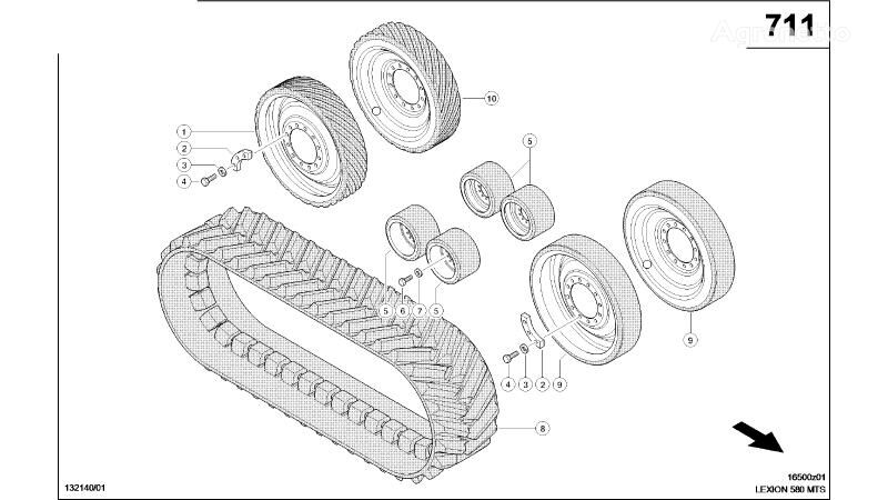 направляющее колесо для зерноуборочного комбайна Claas Lexion 580