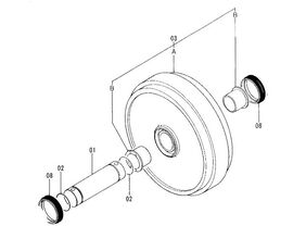 4386651 främre spännrulle till Hitachi ZX450-3 ZX470-3 ZX500-3 ZX520-3 ZX600 grävmaskin