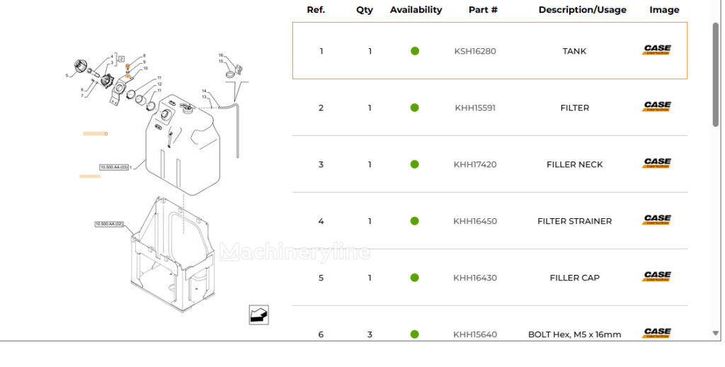 Case KSH16280 KSH16280 fuel tank for CX370D CX350D construction equipment - Machineryline