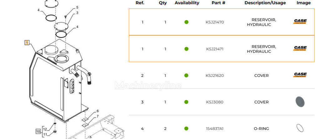 خزان الوقود Case KSJ21470 لـ حفارة CX350D CX370D - Machineryline