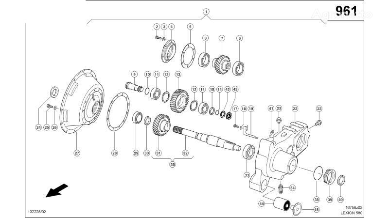 Claas Lexion 580 WAŁEK NAPĘDU NAGARNIACZA Z WPUSTEM  0007703380 (Przek gearbox