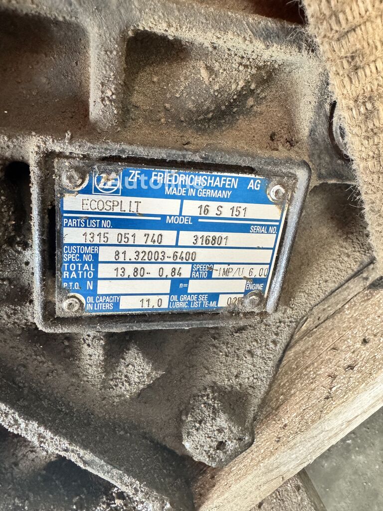 Girbox ZF 16 S 151 1315 untuk truck pencampur adonan beton MAN dijual | Machineryline ID Girbox ZF 16 S 151 1315 untuk truck pencampur adonan beton MAN - Machineryline