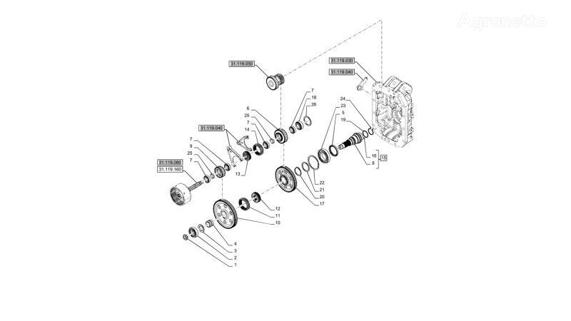 ozubené kolo převodovky 84192945 pro kolového traktoru New Holland T6070 T7230