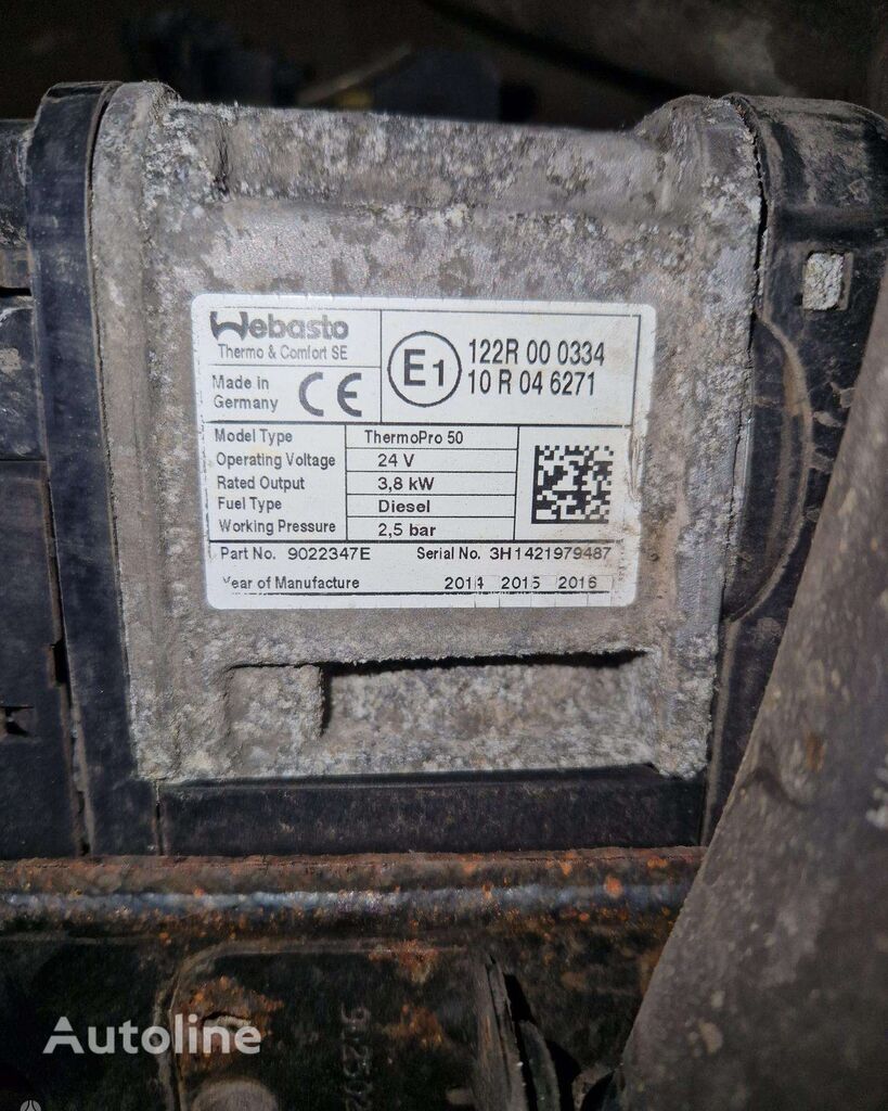 트럭 Mercedes-Benz용 히터 Webasto ThermoPro 50 (24V 3.8kW) 0018303120