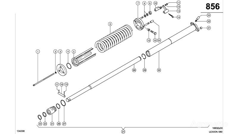 0006687513 hydraulic cylinder for Claas Lexion 580  grain harvester