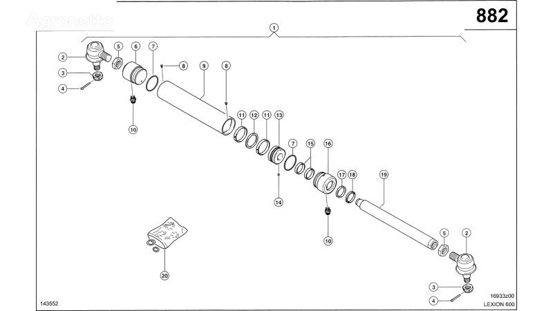 0000406271 hydraulic cylinder for Claas Lexion 600 grain harvester