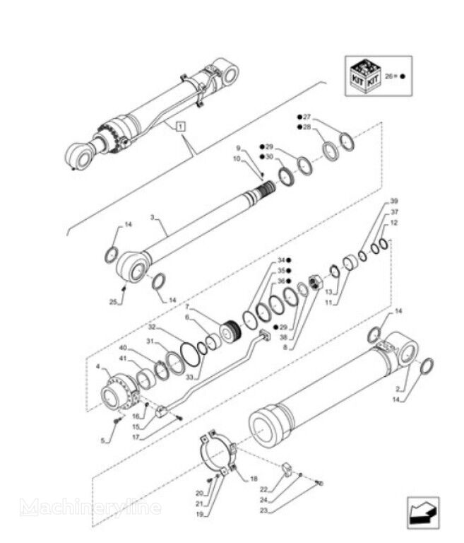 Case KBV34010 KBV34010 cilindro hidráulico para CX250D maquinaria de construcción