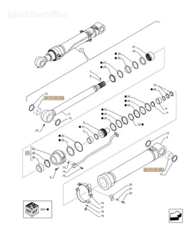 Case KBV34811 KBV34811 Hydraulikzylinder für CX300DLC Baumaschinen