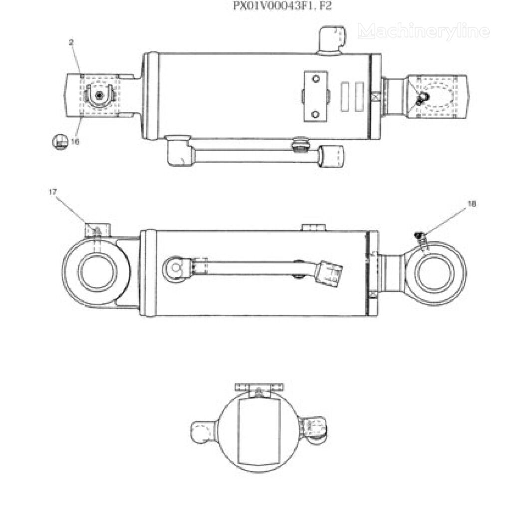 Cilindru hidraulic New Holland PX01V00043F2 PX01V00043F2 pentru miniexcavator New Holland E30.2SR E35.2SR - Machineryline