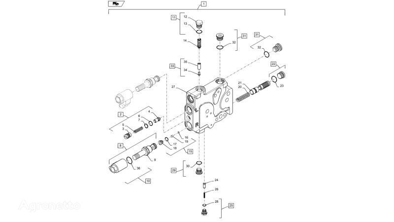 distribuidor hidráulico 47434190 para trator de rodas New Holland T6090