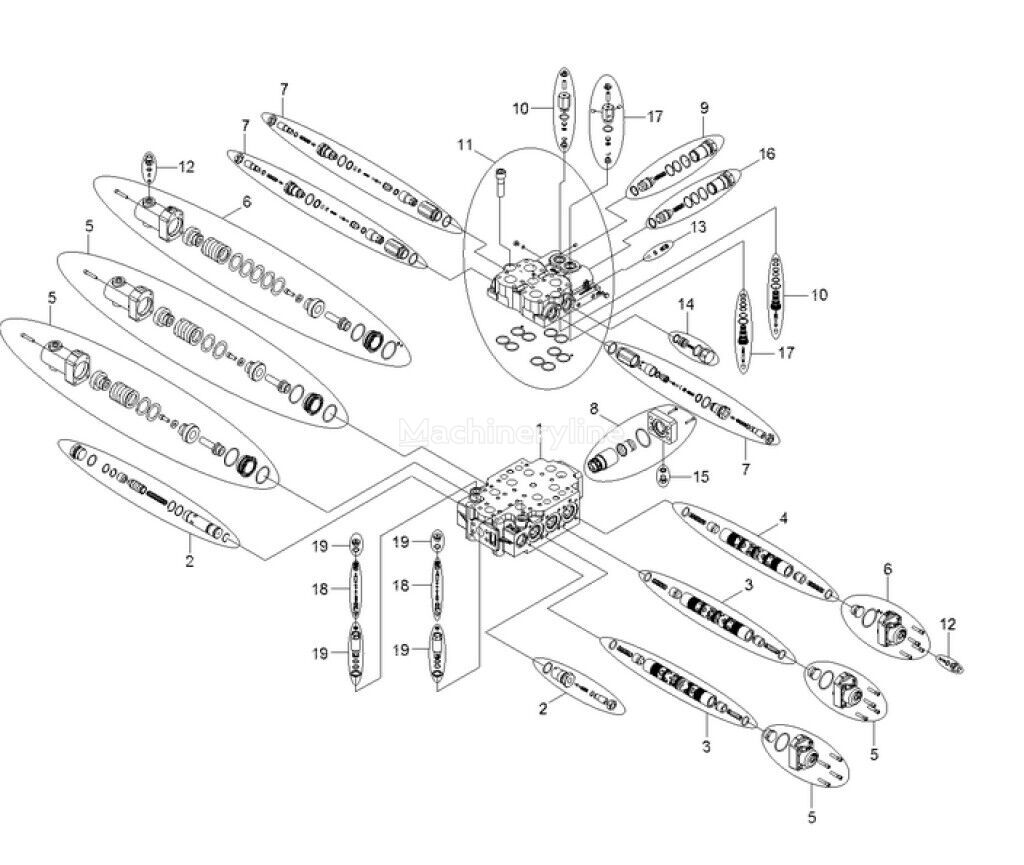 Case 31LB-00130 31LB-00130 hydraulic distributor for Case 1221E wheel loader