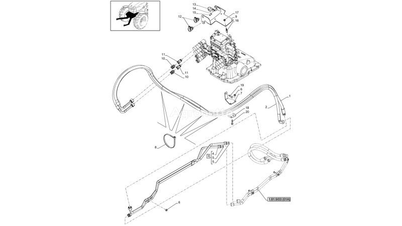 selang hidraulik Rurka 51455945 untuk traktor roda New Holland T6010 T6070