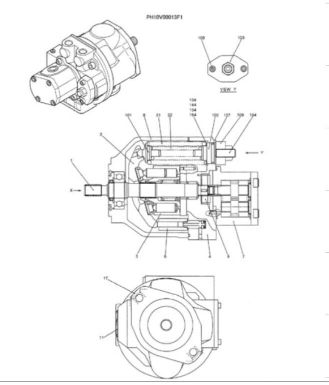 Case PH10V00013F1 PH10V00013F1 bomba hidráulica para CX50B CX55BMSR miniexcavadora