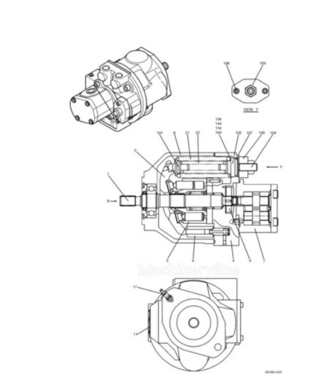 挖掘机 Case E50B E55BX E50BSR 的 液压泵 Case PH10V00015F2 - PH10V00015F1 - Machineryline
