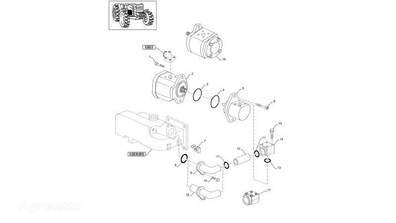 hidraulinis siurblys New Holland T6010 T6090 T6070 Pompa hydrauliczna 19.69 cc 87314177 87314177 ratinio traktoriaus New Holland T6010 T6090 T6070