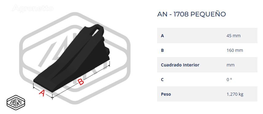 EXCAVATOR TOOTH/ DIENTE DE EXCAVADORA AN-1708 RPDIENPAN1708 cuchillo para trituradora desbrozadora - Agronetto