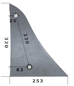 250HB 1023/02003/P mouldboard shin for Oskar  plough