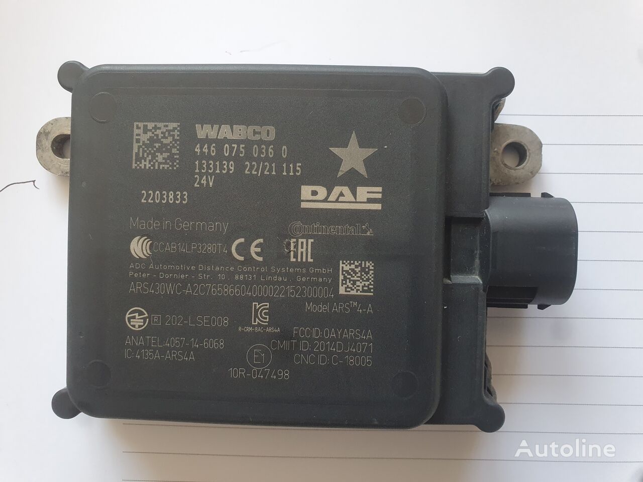 Radar sensor DAF WABCO 133139 za tovornjak DAF LF 280 Fa 18t