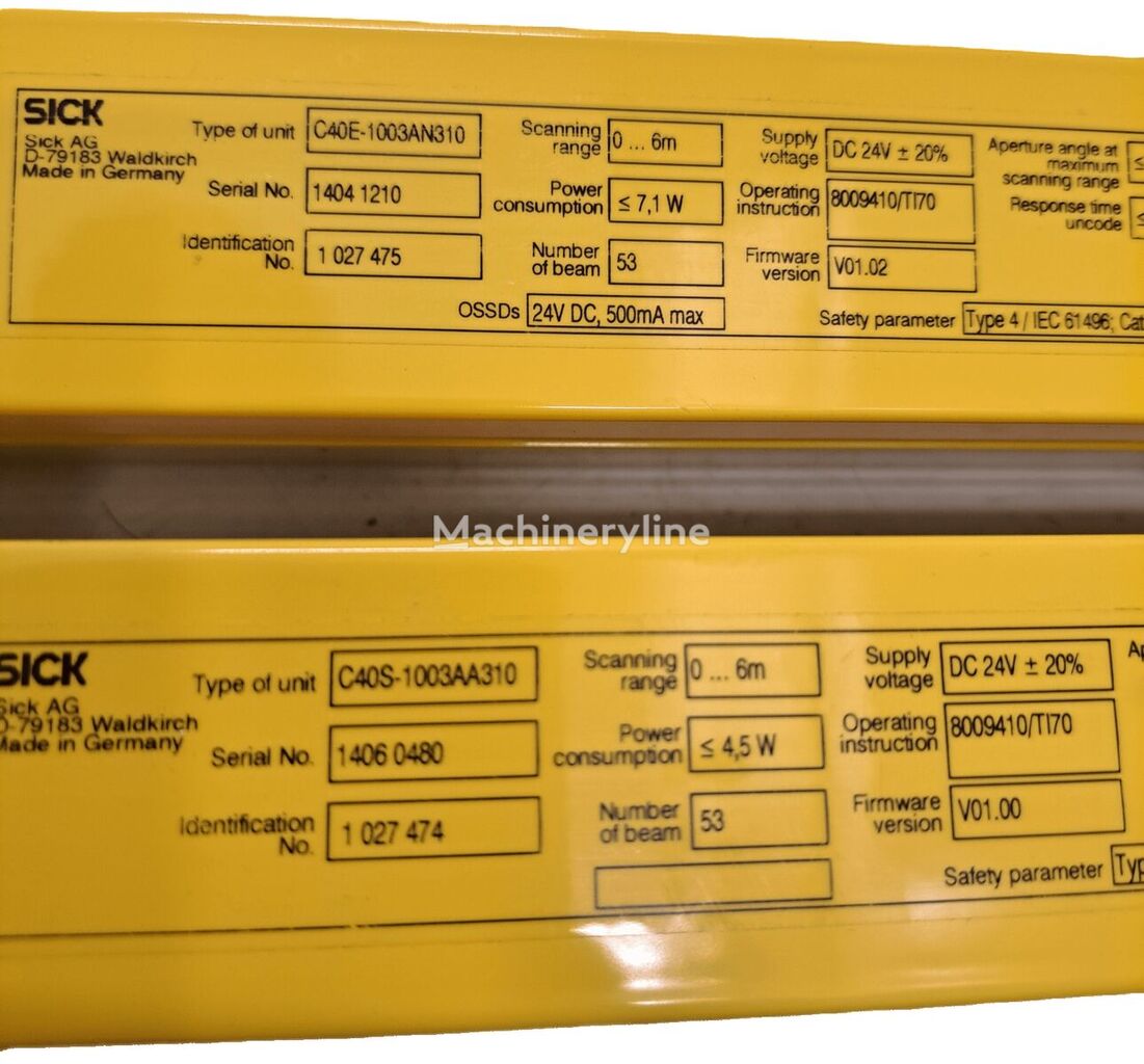 Sicherheitslichtvorhang-set  Sick C4000 1027474 / 1027475 für Industriemaschinen