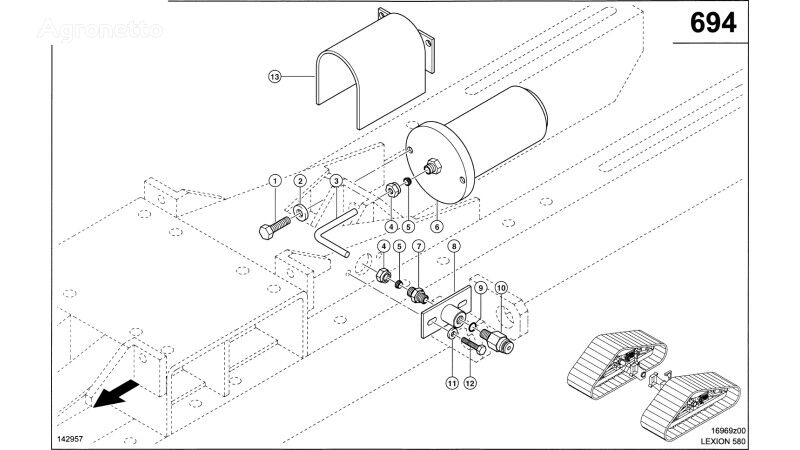 muu hüdraulikasüsteemi osa NURNIK-CYLINDER 0006338800 tüübi jaoks teraviljakombaini Claas Lexion 580