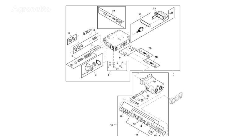 muu hüdraulikasüsteemi osa Zestaw zaworów (Zawór sterujący)  RE588372 tüübi jaoks roomiktraktori John Deere 9470RX
