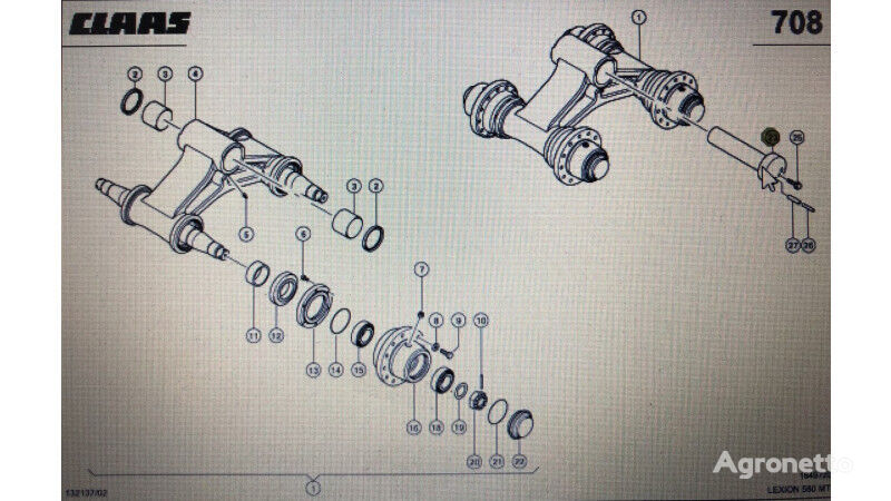 kitos darbinės dalys wałek podajnika zbożowego grūdų kombaino Claas Lexion 580 7