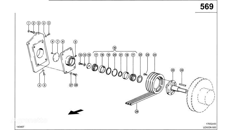 KOŁO PASOWE  Claas Napęd przyrządu żniwnego 0006285710 за комбајн за жито Claas Lexion 600