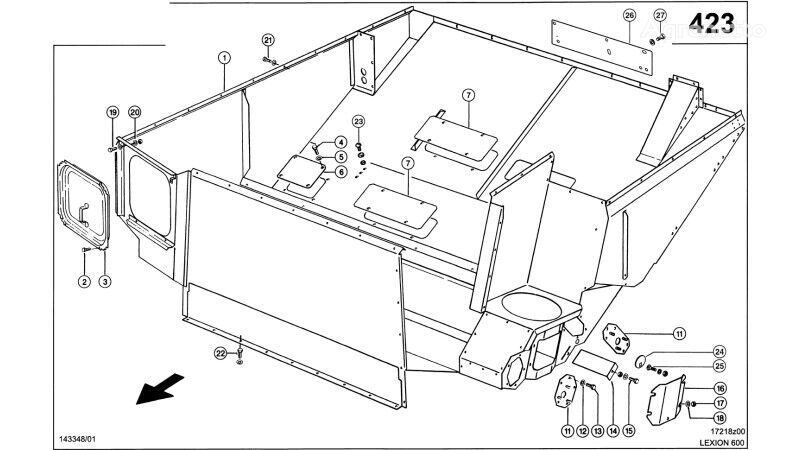 DOLNA CZĘŚĆ ZBIORNIKA ZIARNA   0007936411 para Claas Lexion 600  cosechadora de cereales