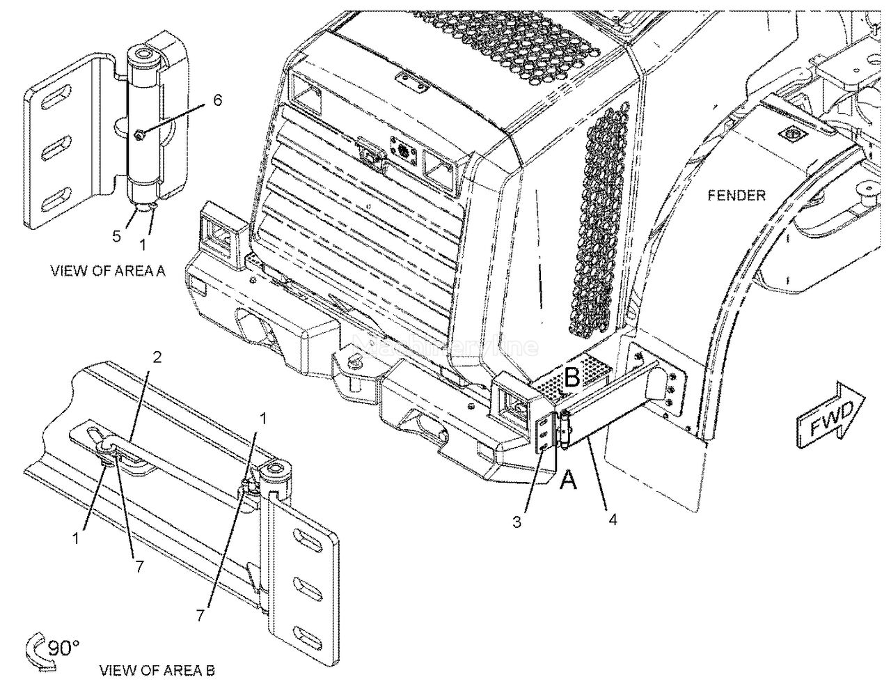 Hinge Caterpillar 966M, 966M XE, 972M, 972M XE for Caterpillar 966M, 966M XE, 972M, 972M XE wheel loader