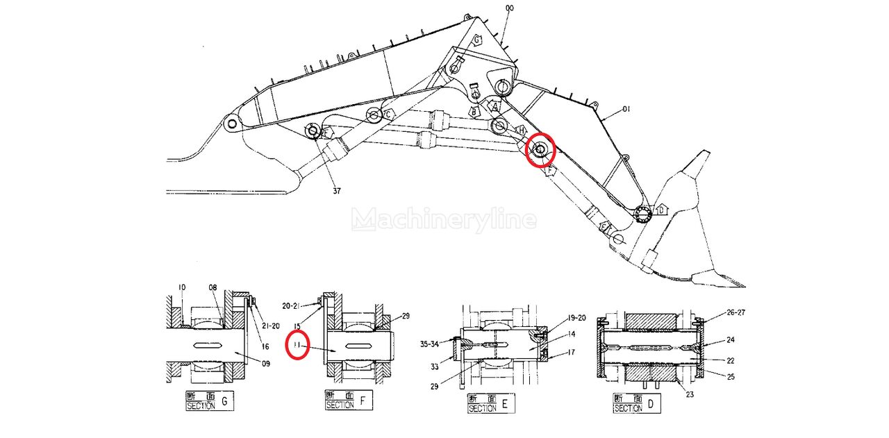 PIN Hitachi 8036662 для экскаватора Hitachi EX3500 EX3600-5