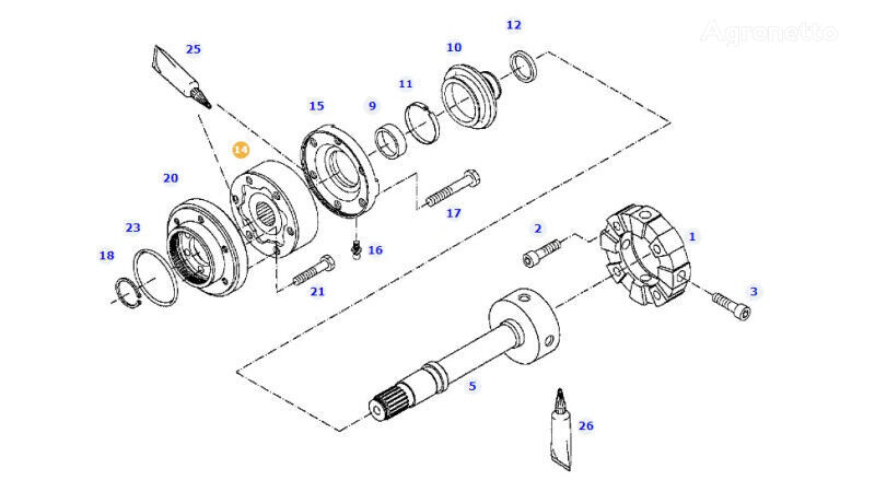 phụ tùng truyền động khác Przedni WOM – kołnierz  716150200112 dành cho máy kéo bánh lốp Fendt 414 Vario