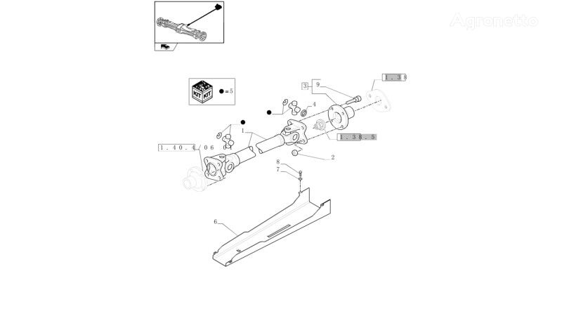 другая запчасть трансмиссии Wałek napędowy 52mm d, 1113 – 1170.2mm 84486129 для трактора колесного New Holland T6010