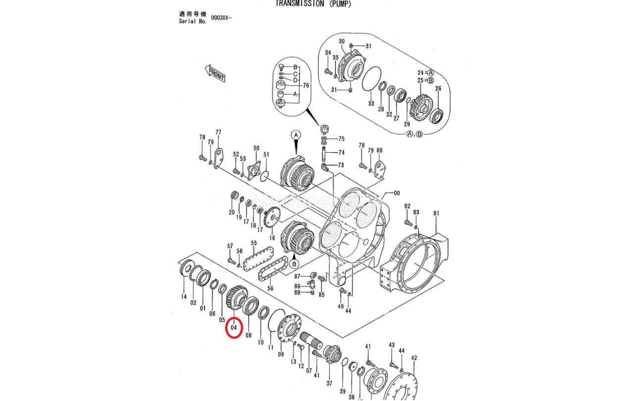 GEAR Hitachi 2022521 za bager Hitachi EX3500