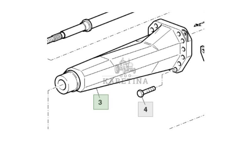 Korpus kardannogo vala perednogo tsentralnogo mosta N John Deere 6230 6630 Voorste middenas aandrijfasbehuizing N voor John Deere 6230 wielen trekker - Agroline