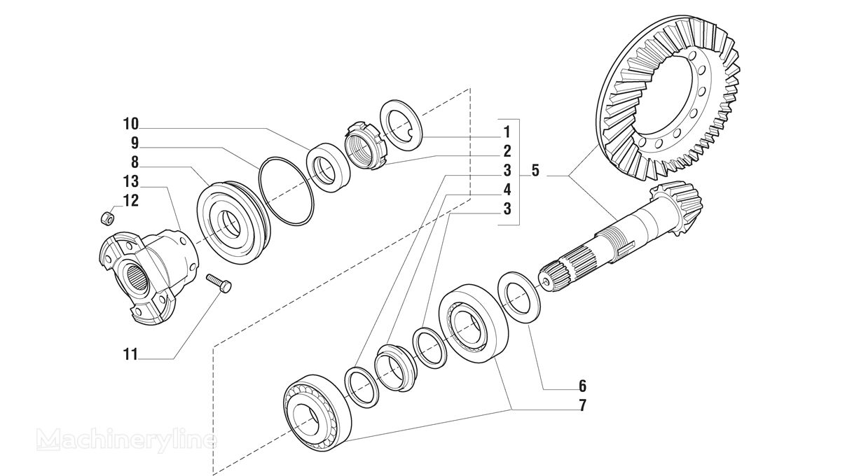 Crown wheel Terex 109543, 9968035, 6190195M91, 0.900.0670.1, 65596 para Terex 109543, 9968035, 6190195M91, 0.900.0670.1, 65596 retroexcavadora