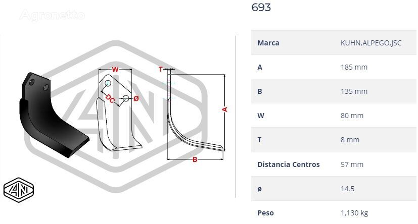Alpego BLADE 693 KUHN, ploughshare for rotavator