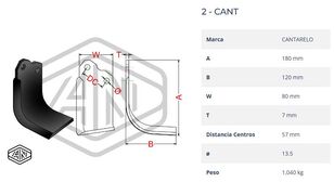 relha BLADE/CUCHILLA 2-CANT 80X7 T.13,5 C00028007060 para cultivador rotativo CANTARELO