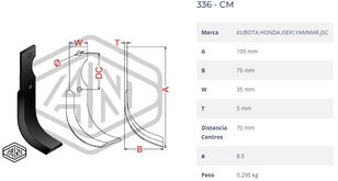 лемех Honda BLADE 336CM KUBOTA, ,ISEKI,YAMMAR для почвофрезы