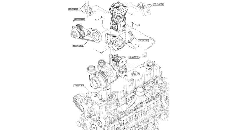 New Holland T6090 T6070 Sprężarka powietrza 213cc 84394027 84394027 pneumatic compressor for New Holland T6090 T6070 wheel tractor