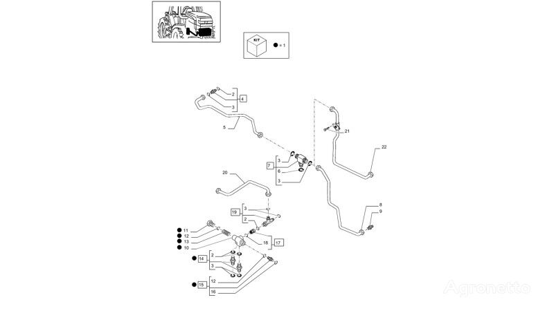 soupape pneumatique 5196644 pour tracteur à roues New Holland T6010 T6090 T6070