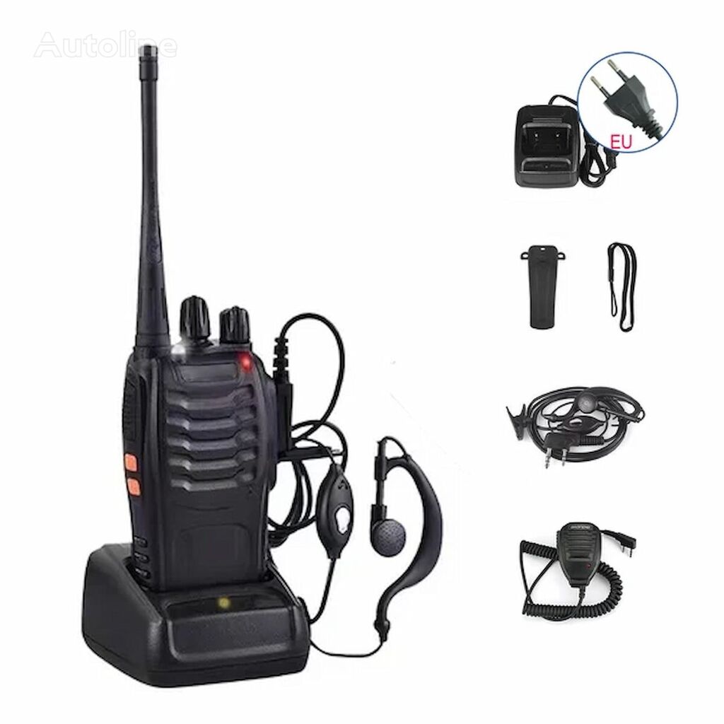 raadiojaam Pack de 4 Walkie Talkies portáteis com carregador UE, auricular