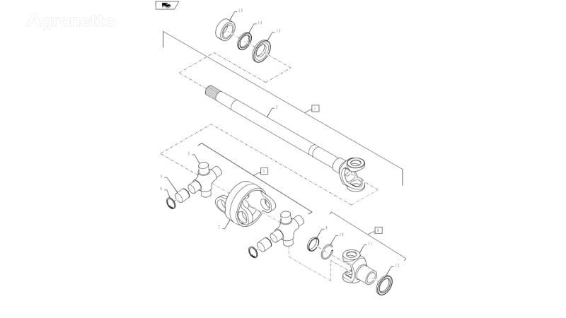 arbre de prise de force 87325892 pour tracteur à roues New Holland T6090 T6070