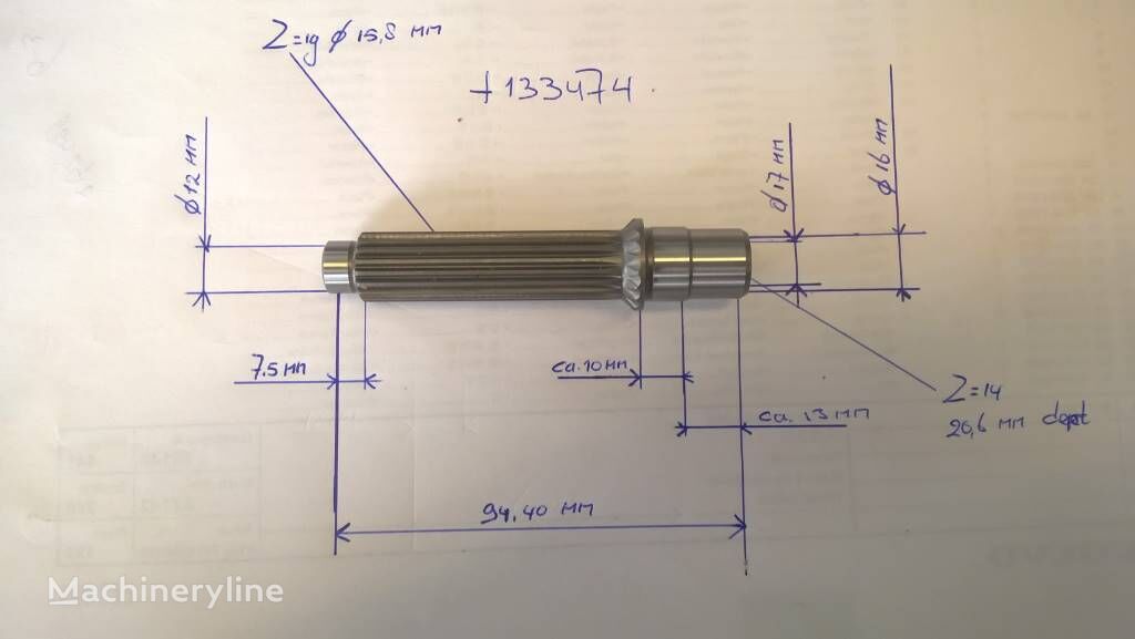 Z19-Z14-L=94,4 +133474 power take off shaft for excavator