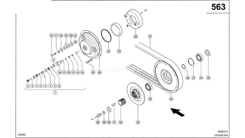 Claas Lexion 600 KOŁO PASOWE  0007498620 (Sprzęgło napędu przyrządu żn 0007498620 pulley for Claas Lexion 600 grain harvester