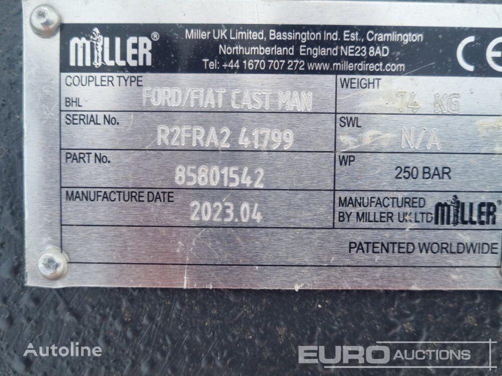 attache rapide Miller 2023 Miller Manual QH 45mm Pin to suit 4-6 Ton Excavator