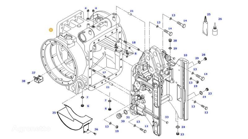 Fendt obudowa 404150050012 bakaxel till Fendt 414 Vario hjultraktor