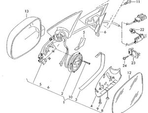 spätné zrkadlo 1J1857521 na nákladného auta Volkswagen Golf IV Variant (1J5)(1999->)