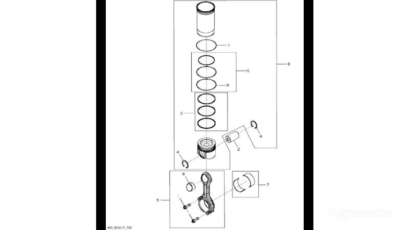 ремкомплект Zestaw tulei tłoka DZ114389 для трактора колесного John Deere 8345R